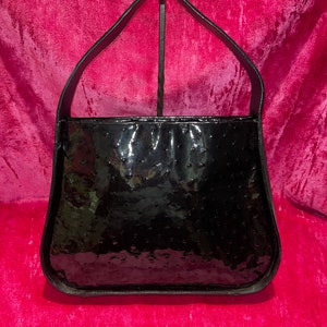 Vintage 90s ostrich Patent Leather Shoulder Bag