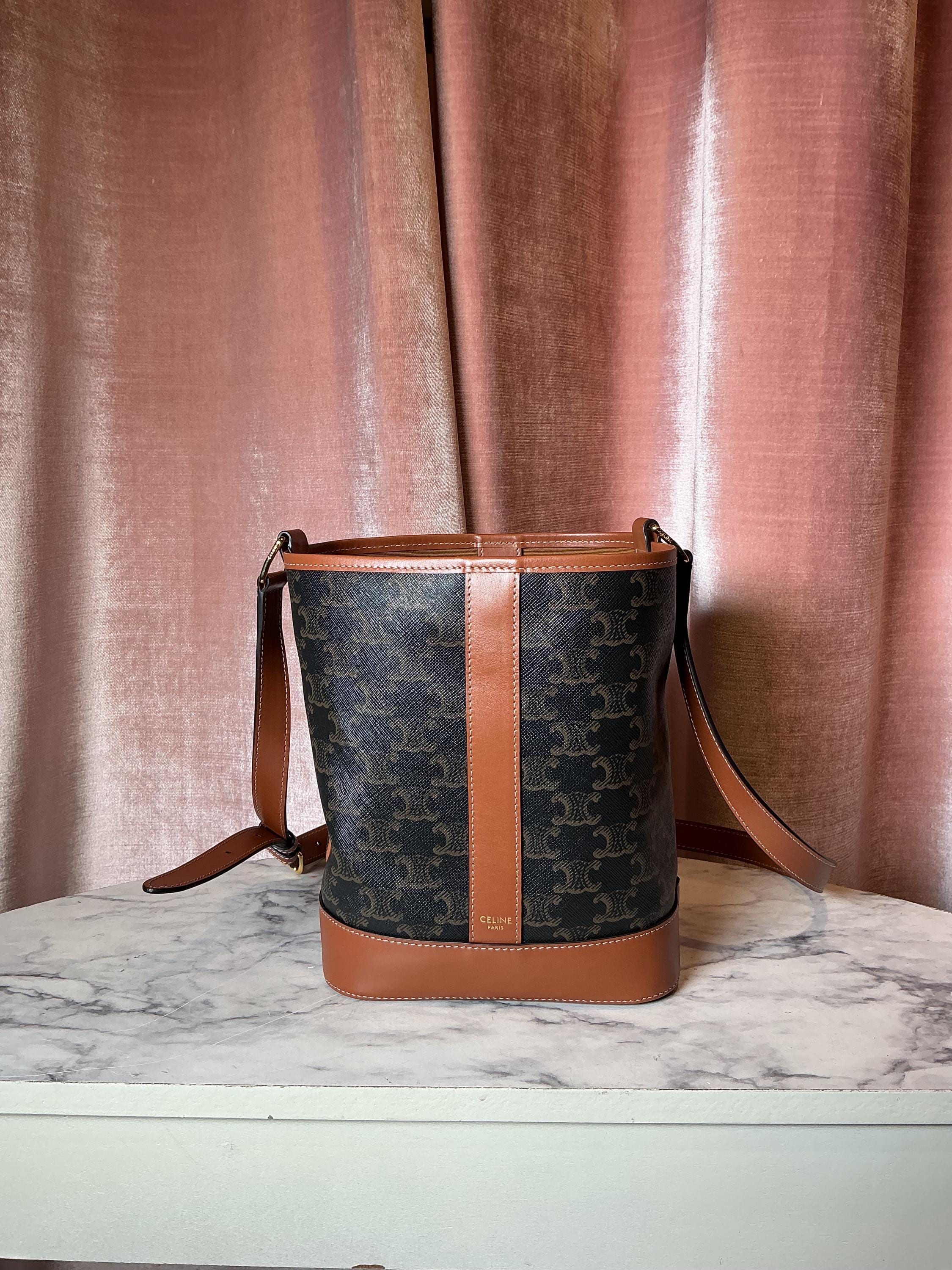 Celine Macadam Triomphe Bucket Leather Crossbody Messenger Bag - Etsy