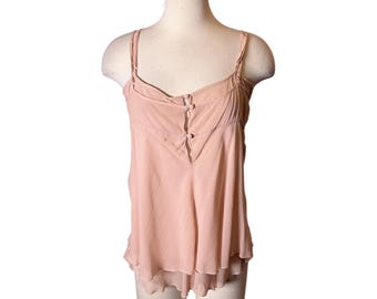 Vintage Y2K Silk Chiffon Babydoll Layered Tank Top