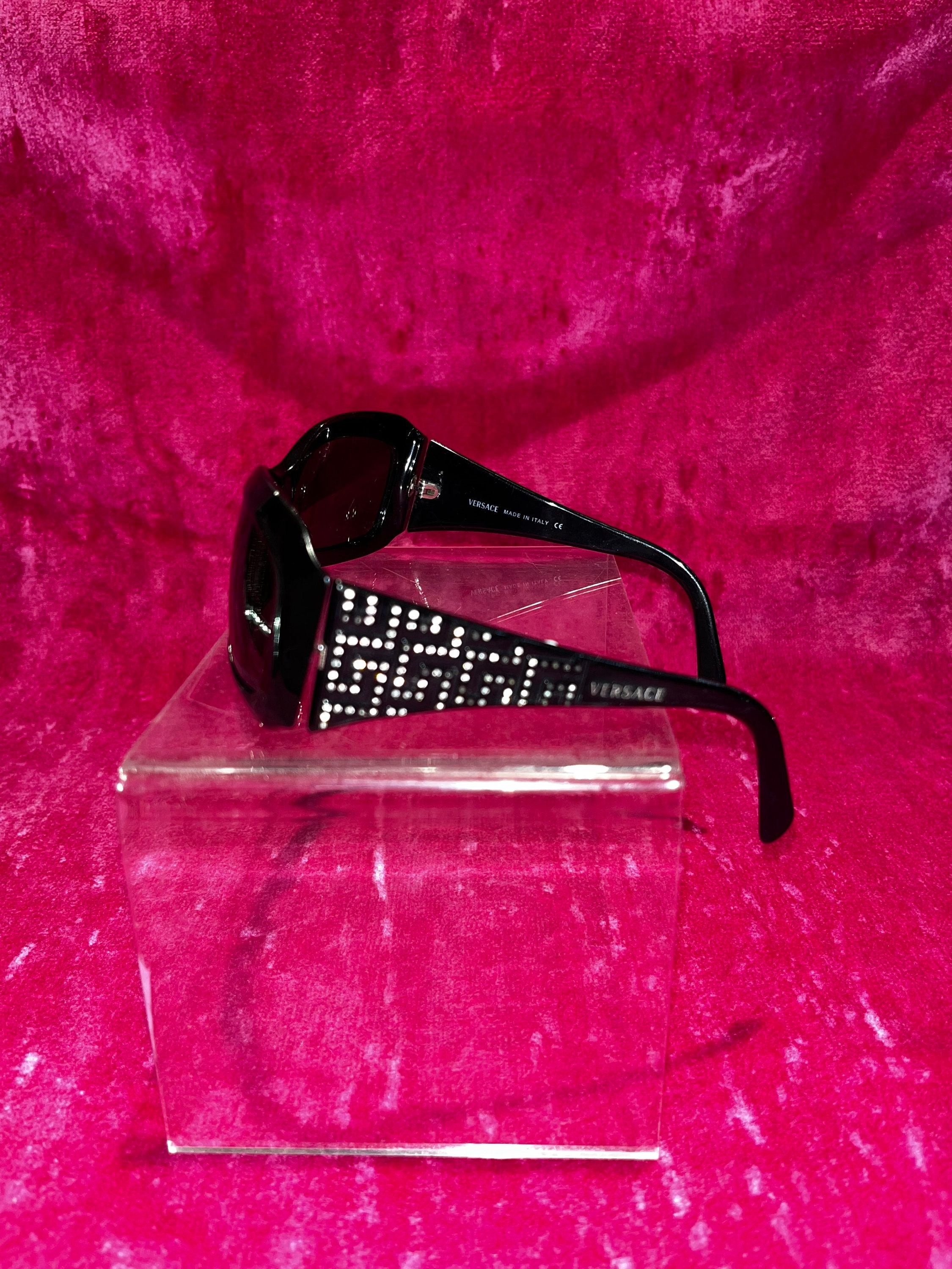 Versace Black Rhinestone Logo Sunglasses Bling Rare Designer Glasses Shades +Box Versace VE4474U GB1 87 Black Sunglasses for Men and Women  main image 4