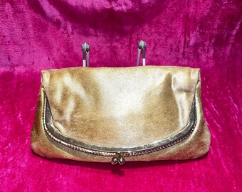 Vintage 60s lamé metallic folded clutch