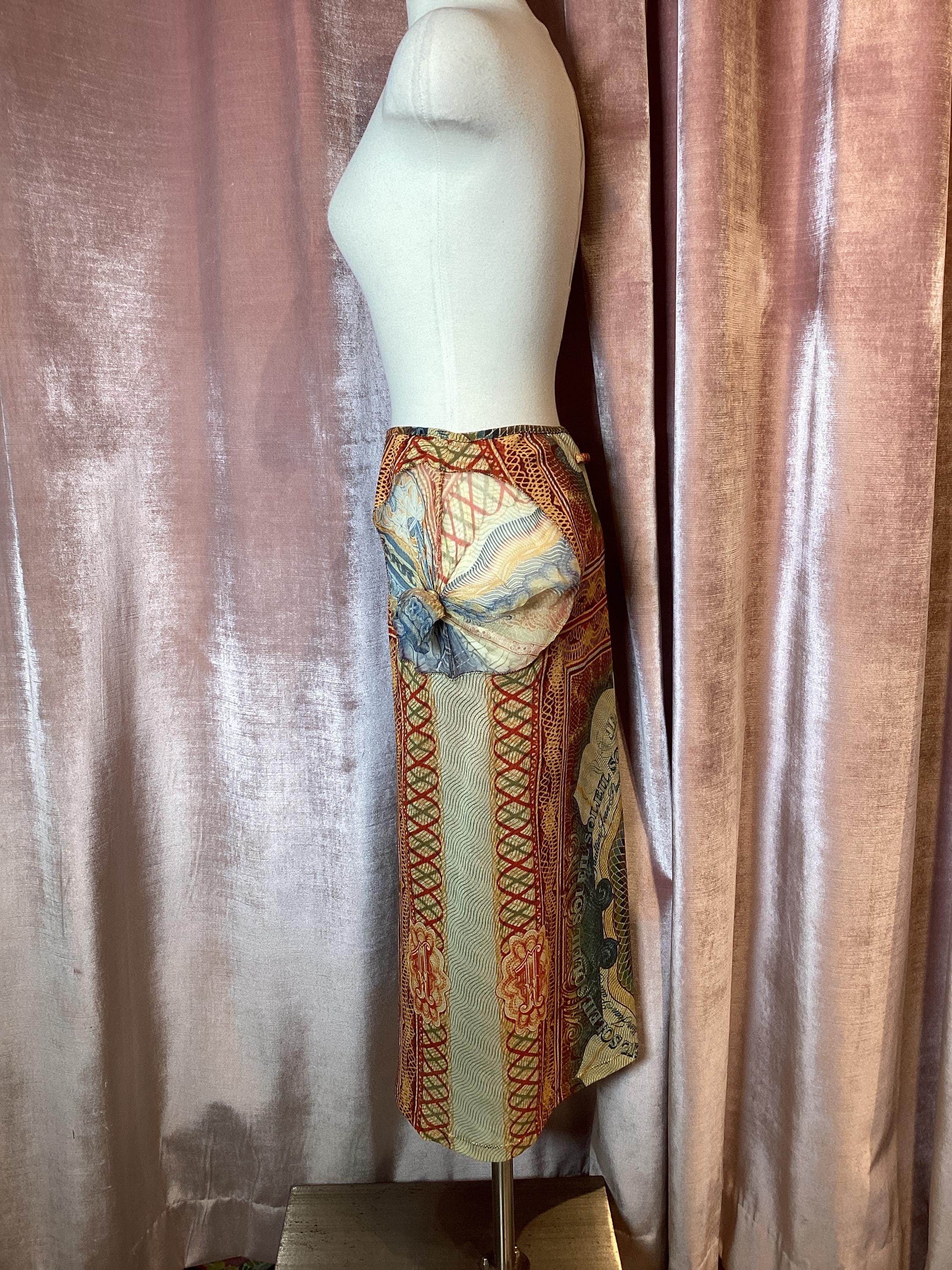Vintage Y2K Jean Paul Gaultier Soliel Currency Photo Print Sarong