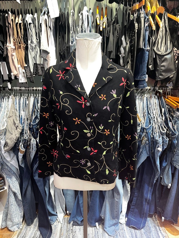 Vintage 90s Kenzo jeans floral print blazer jacket
