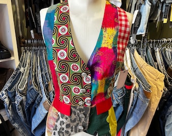 Vintage 90s Todd Oldham patchwork vest