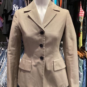 Christian Dior Couture Paris Beige Fitted Waist Peplum Blazer size 34 XS