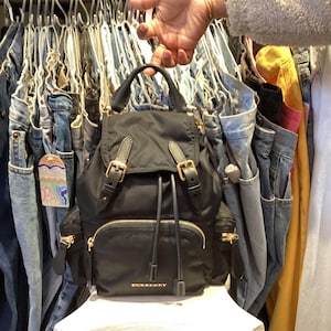 Vintage Y2K authentische Burberry Nylon Schwarz Mini Rucksack Rucksack Handtasche