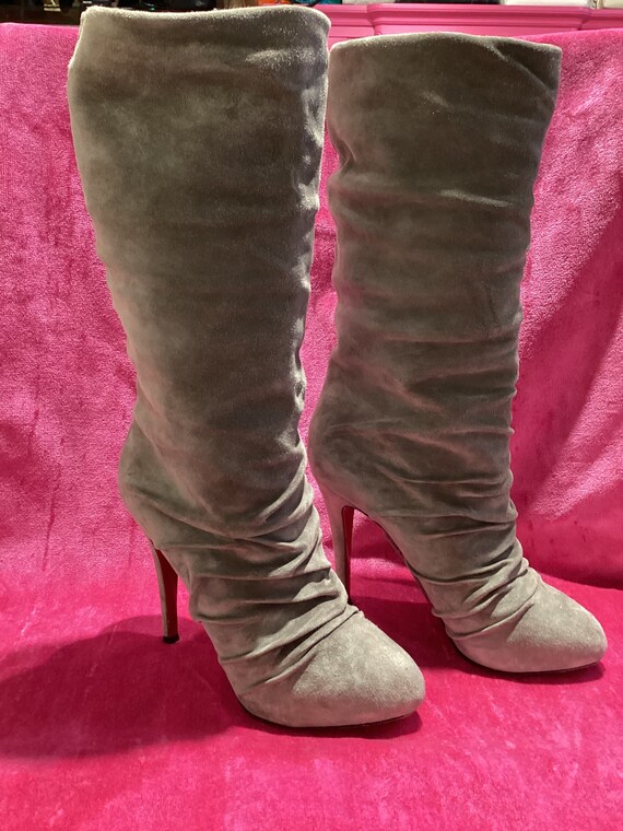 Vintage Christian Louboutin Gray Leather Suede Boots Size 6.5 Etsy Israel