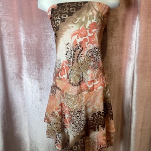 Vintage Y2k Strapless Drop Waist Asymmetrical Mini Dress