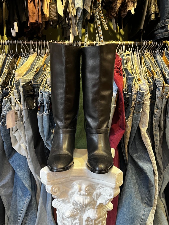 Bottes D'équitation Hautes En Cuir Noir - Taille UK 5.5, Unisexe