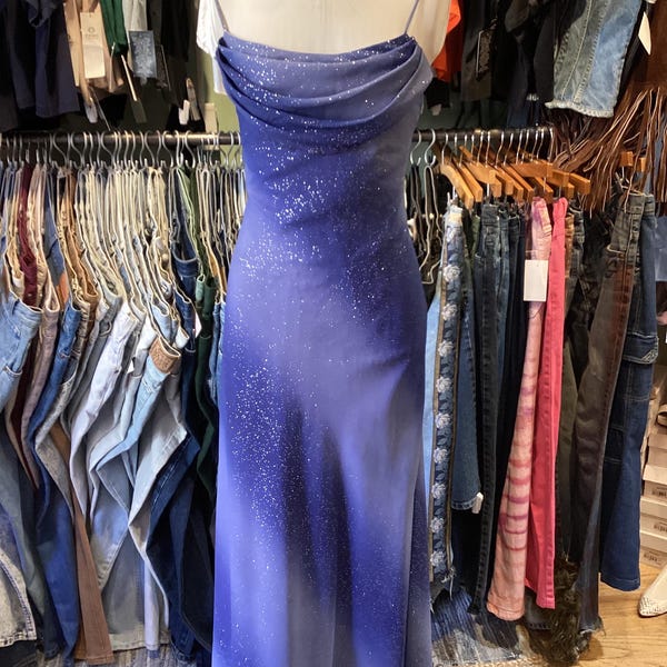 Vintage Y2K Ombré Glitter Maxi Formal Prom Party Gown Size S
