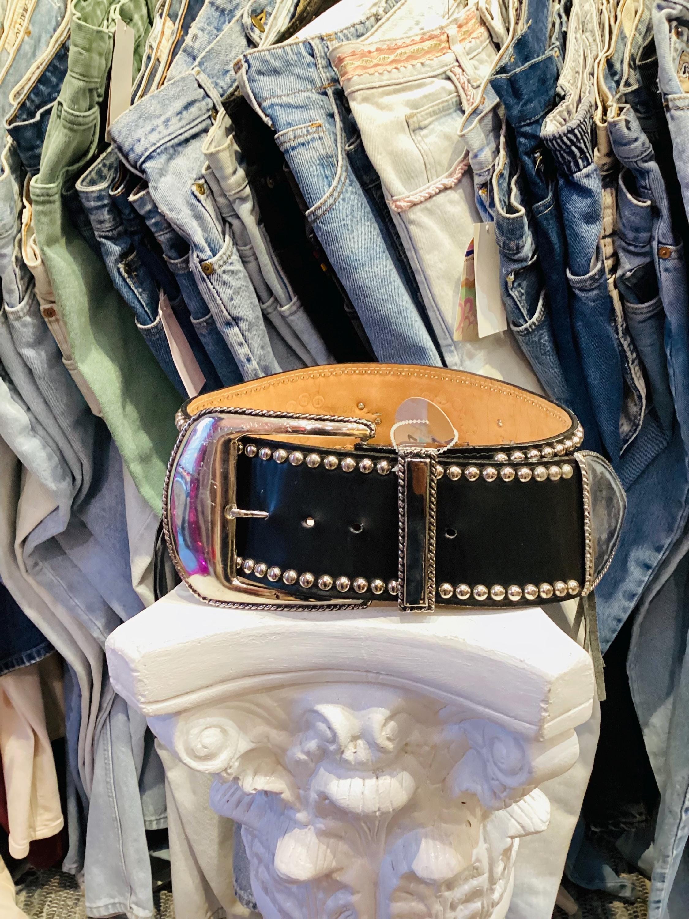 小物 vintage 80s leather-jewelry belt RARE 80's Gold Metallic Belt, Vintage Gold Studded Belt, 80s
