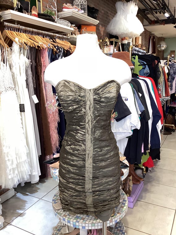 Vintage Y2K Nicole Miller Ruched Metallic Mini Dress - Etsy Israel
