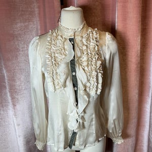 Vintage Y2K Etro silk ruffle romantic Victorian style ruffle blouse S