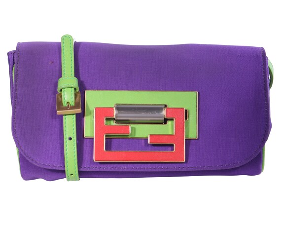 FENDI Vtg 2000s Colorblock Grosgrain Fabric LIME