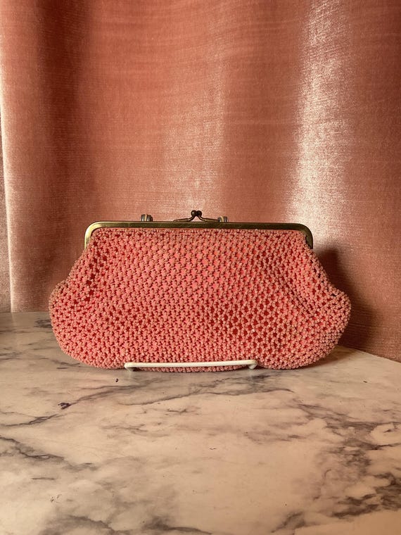 Mini borsa con chiusura a scatto, vintage anni '50, con perline