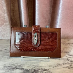 Cartera plegable vintage de piel de serpiente de los años 70