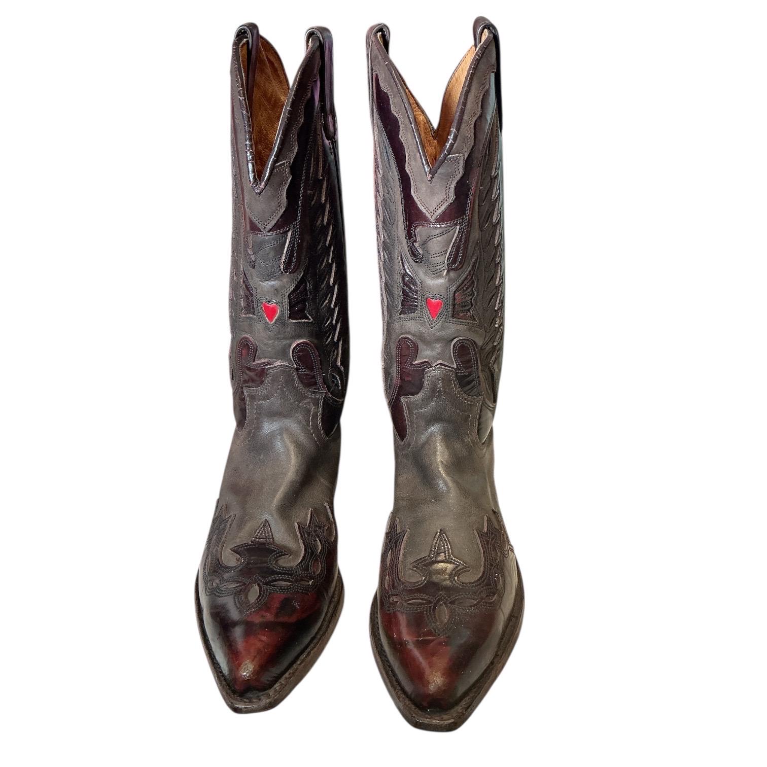 Vintage Y2K Sendra Burgundy Heart Western Rodeo Leather Cowgirl