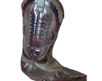 Vintage Y2K Sendra Burgundy Heart Western Rodeo Leather Cowgirl