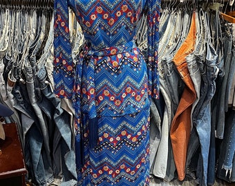 Vintage 70s paisley psychedelic print skirt 3pc set