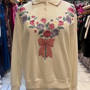 Vintage Flower Bouquet Button up Sweater