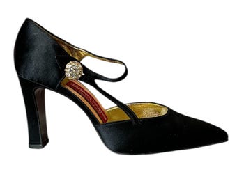 Saltos Mary Jane de cetim vintage Andrea Pfister Couture 6