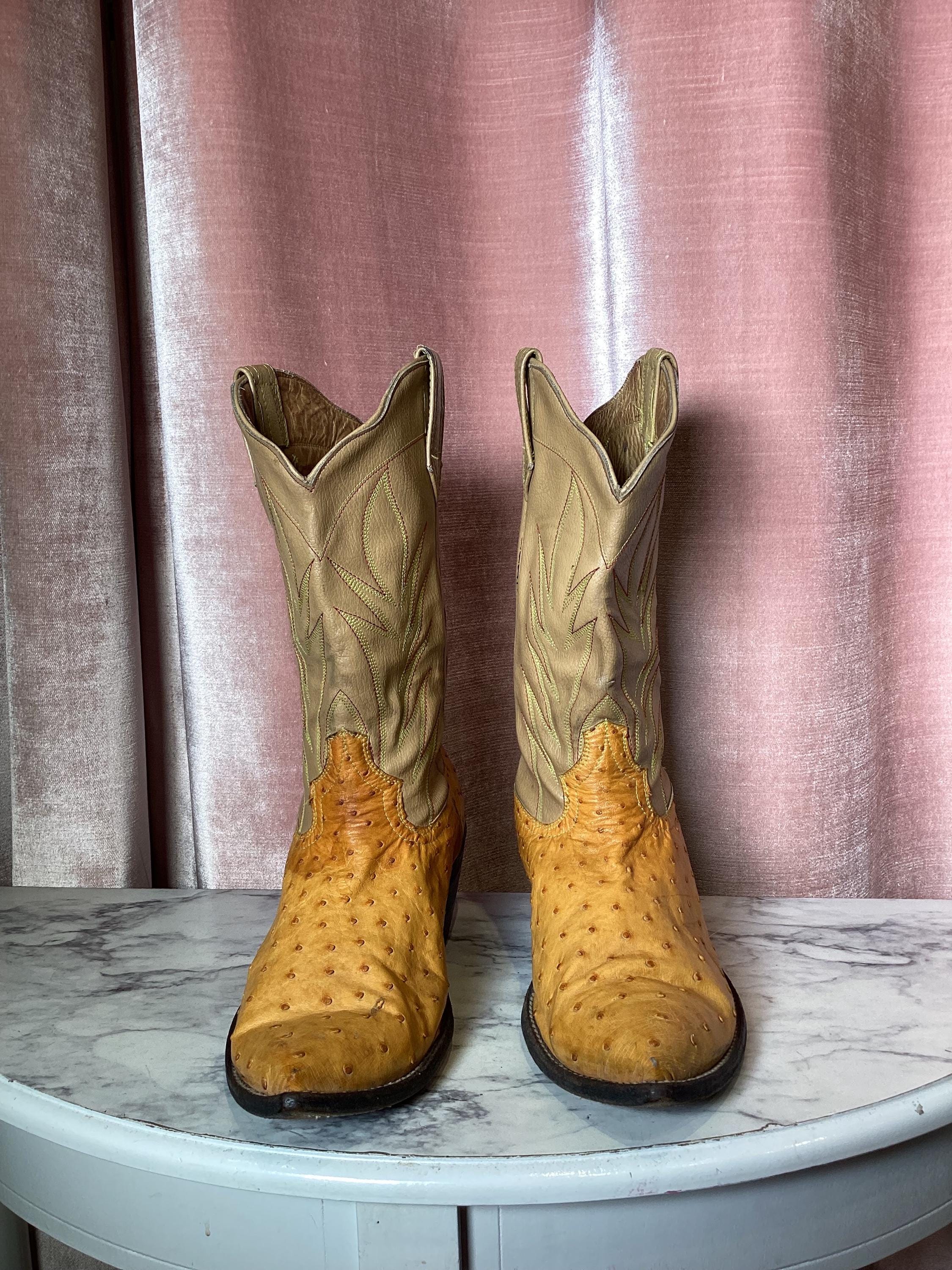 Vintage Ostrich Tangerin Leather Boots 9.5 & Belt‎ 34-38 b1213-chocolate-vintage-  main image 4
