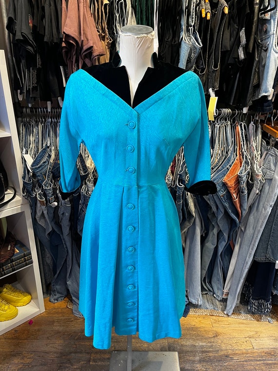 Vintage 40s grosgrain and velvet dress