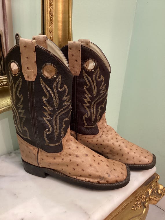 Brown Leather cowboy Boots with tan  Stitching TONY LAMA AVETT IN TAN WORN GOAT BOOT – Boot Country main image 3