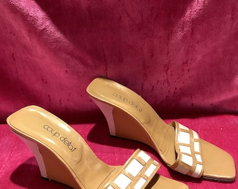 Vintage Y2K Coup D’etat Leather Wedge Mules