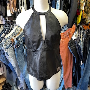 Vintage y2k Harley Davidson leather halter bustier
