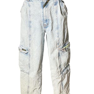 Vintage 1980s Jordache acid wash hi waist cargo jeans S