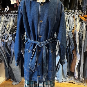 Vintage y2k oversized belted denim jacket