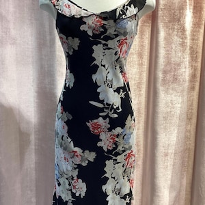 Y2K Floral Chiffon Bias Cut Maxi Dress