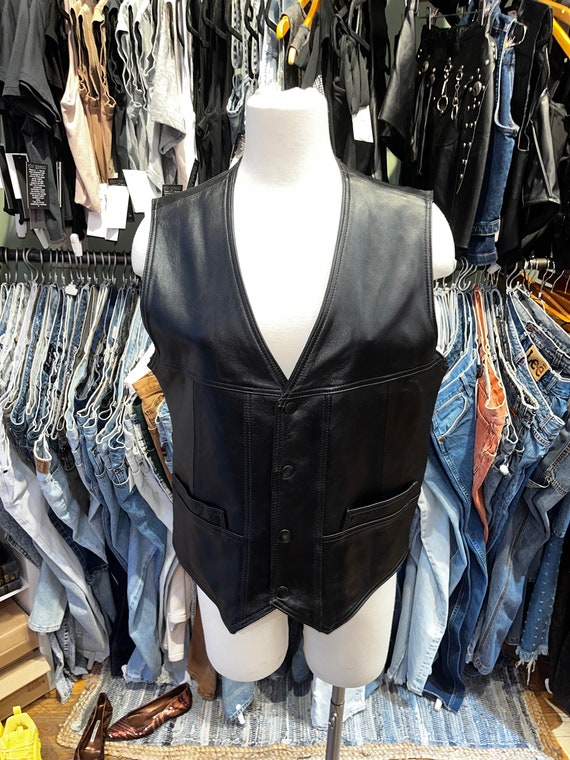 Vintage 80s leather unisex vest