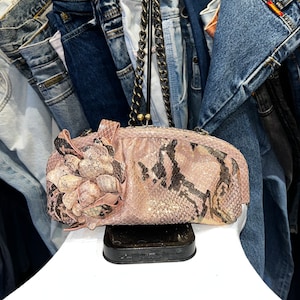 Vintage Y2K Isabella Fiore mini metallic snake rosette shoulder bag
