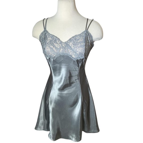 victoria secret silver dress Vintage Victoria's Secret Silver Slip dress gray size L