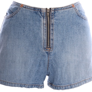 Vtg 90s GUESS Zip Front Mid Rise DENIM Jean Shorts