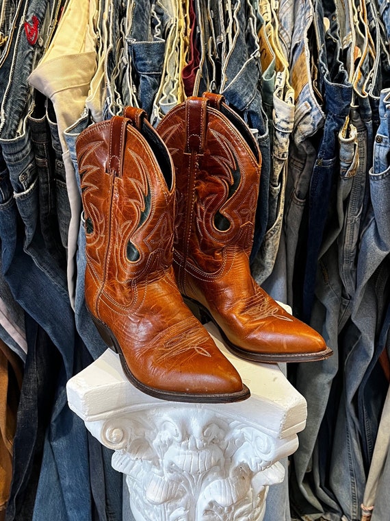 Vintage Code West 80s brown leather cowboy boots