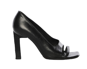 Vtg Y2K VERSACE VERSUS Leather Hi Heel Open Toe Pumps