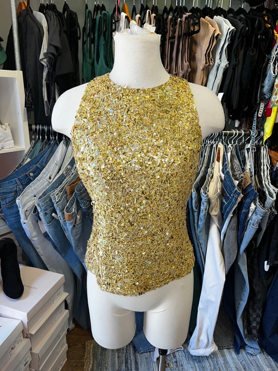 Vintage Y2K silk beaded Disco Party Top