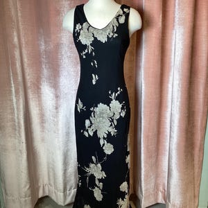 Vintage Y2K whispering petals Ethereal timeless bloom maxi dark background dress