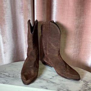 Vintage 1980’s suede’s leather Embroidered detailing rustic western boots size - 42