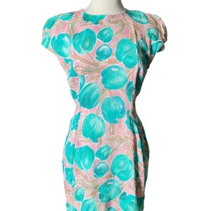 Vintage 1980s apple print cap sleeve mini shift dress small