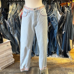 Vintage 90s Guess embellished straight leg light wash jeans