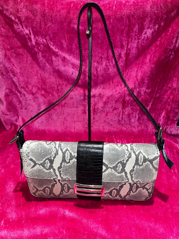 Vintage Y2K shiny snake baguette Shoulder Bag