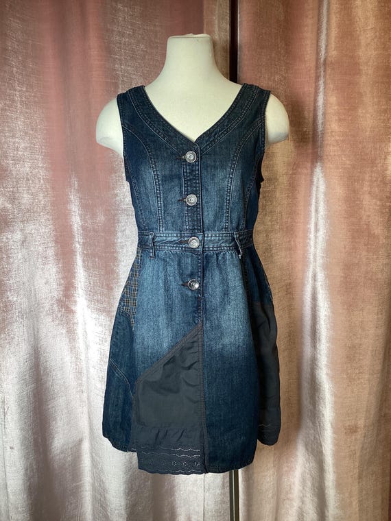 Vintage Y2K Street One Patchwork Button up Mini D… - image 1