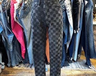 Vintage Y2k Marc Jacobs Checkered Denim Tapered Leg Jeans - Etsy