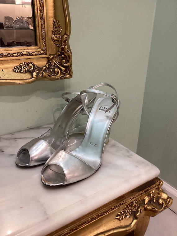 Y2K Stuart Weitzman Lucite Wedge Metallic Heels 9.5 - Etsy Y2K Stuart Weitzman Lucite Wedge Metallic Heels 9.5 - Etsy