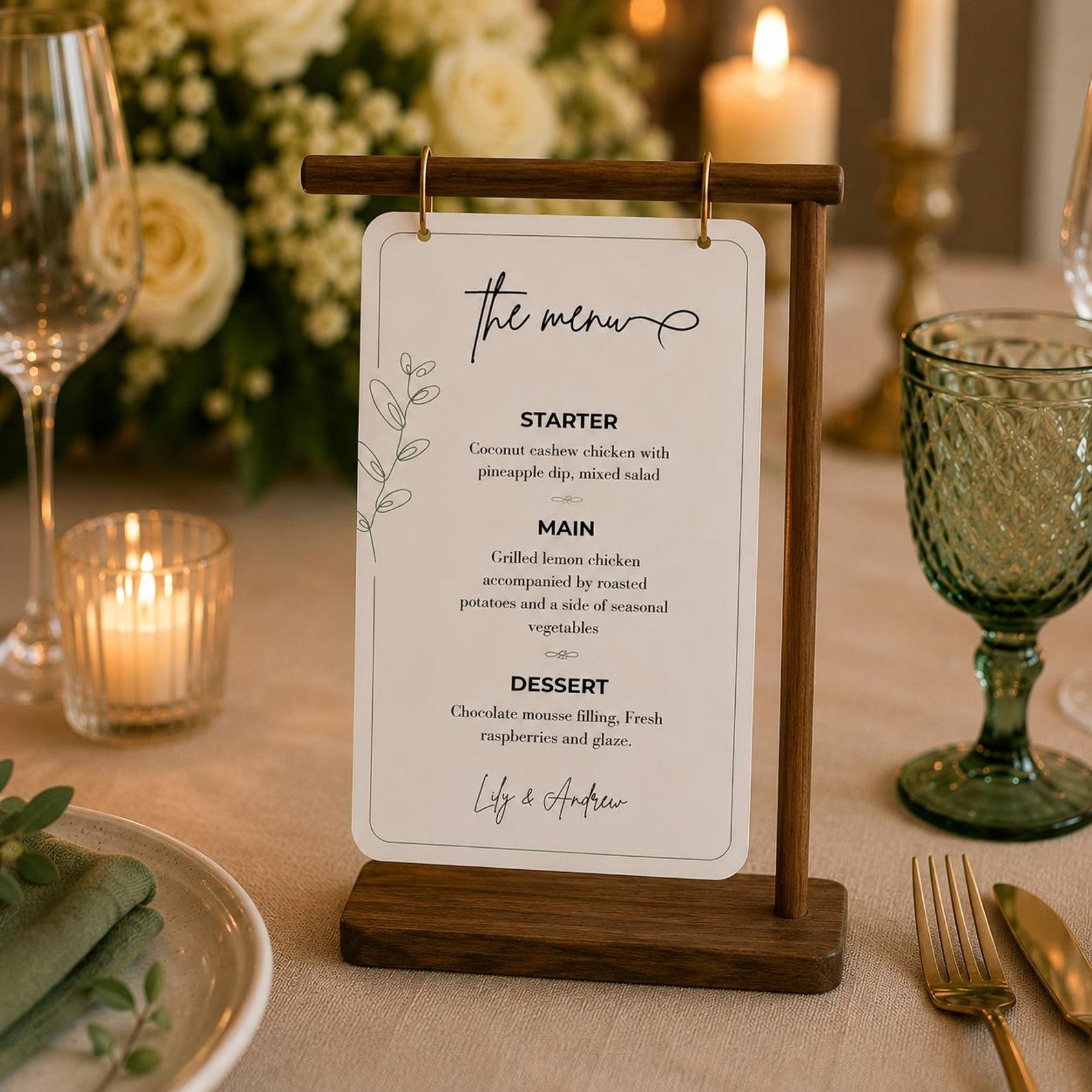 Editable Canva Wedding Menu Template, Minimalist Botanical Design ...