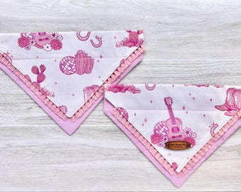 Pink Cowgirl Dog Bandana Western Pet Scarf, Gift for Dog Lovers, pink outfit for dog accessory dog gift